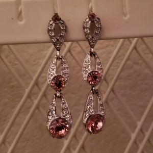 💲💲Long pink diamond earrings